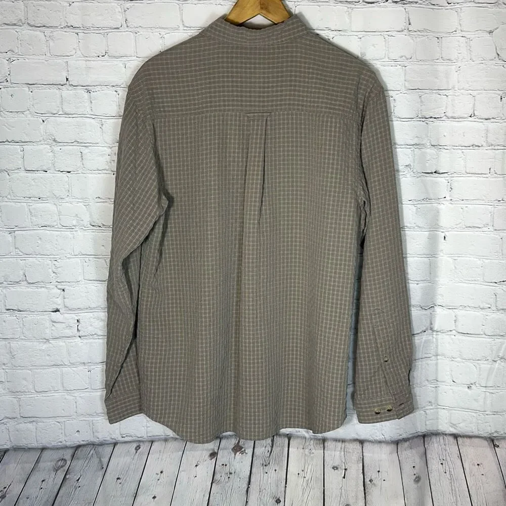 North Face Men’s Long Sleeve Button‎ Down Tan Black Plaid Shirt size medium